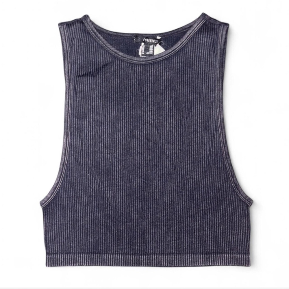 Forever 21 Charcoal Ribbed Crop Top